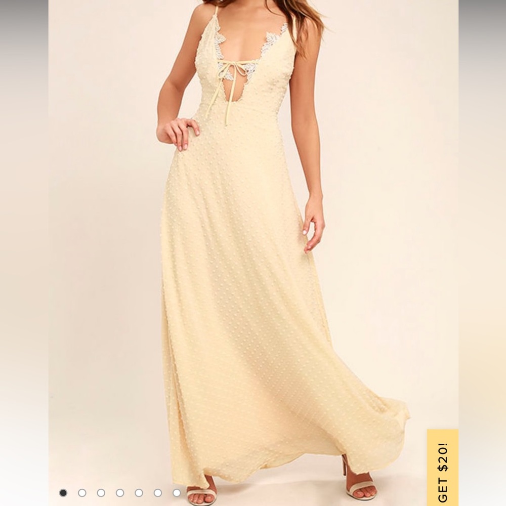 Lulu’s Sway With Me Beige Embroidered Maxi Dress